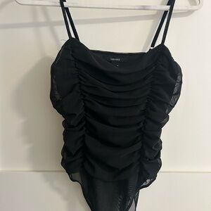 Forever 21 Black Mesh Detail Top